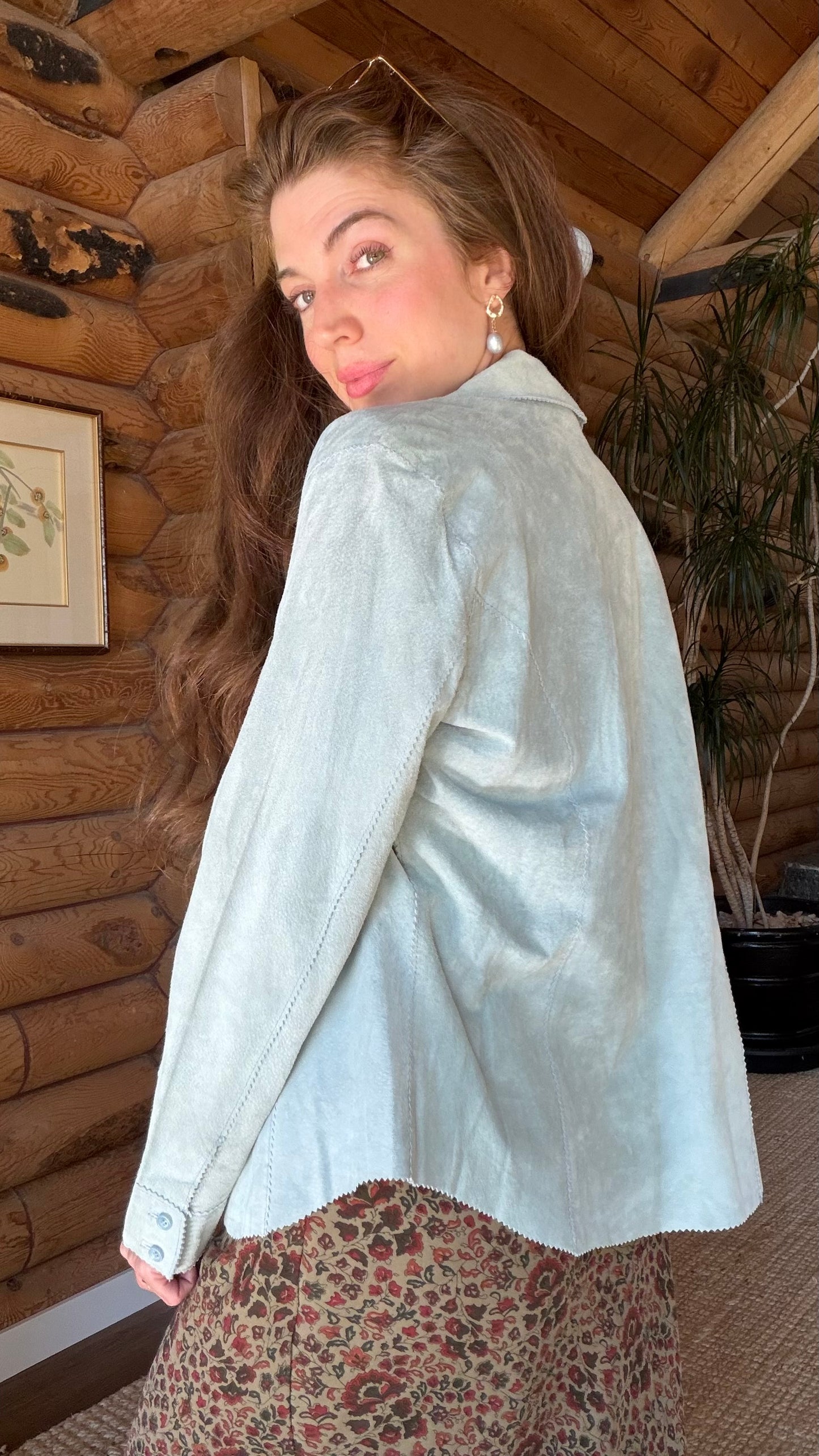 Celadon Suede Shirt Jacket