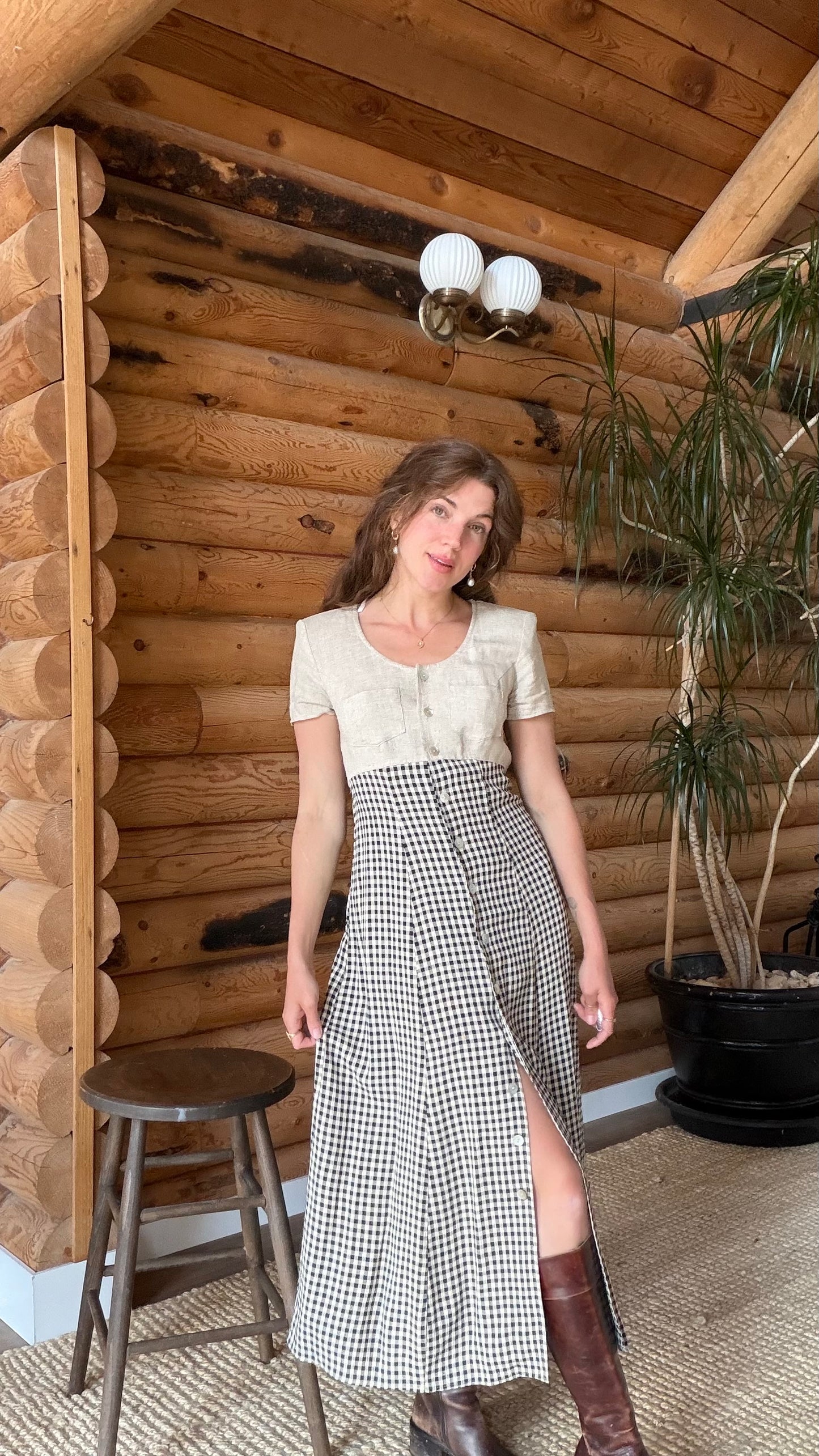 1990s Gingham Market Dress