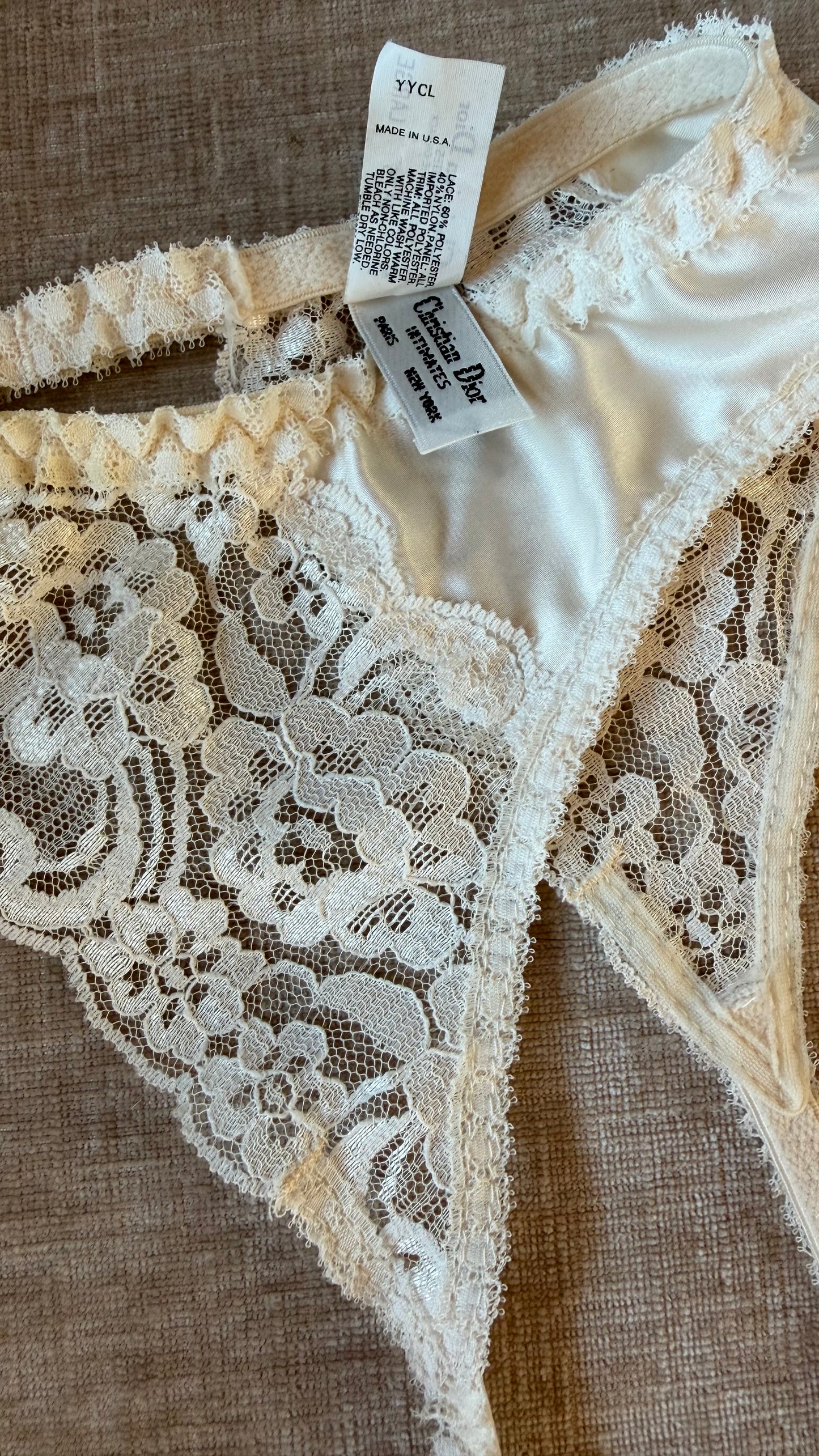 Christian Dior Ivory Lace Garter Belt