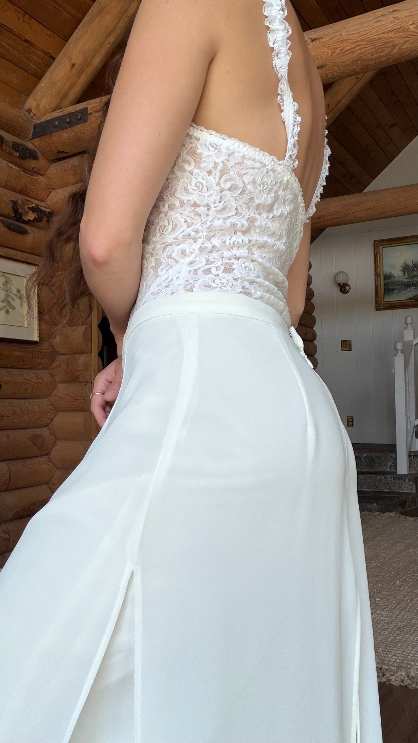 Ivory Layered Wide Leg Trousers