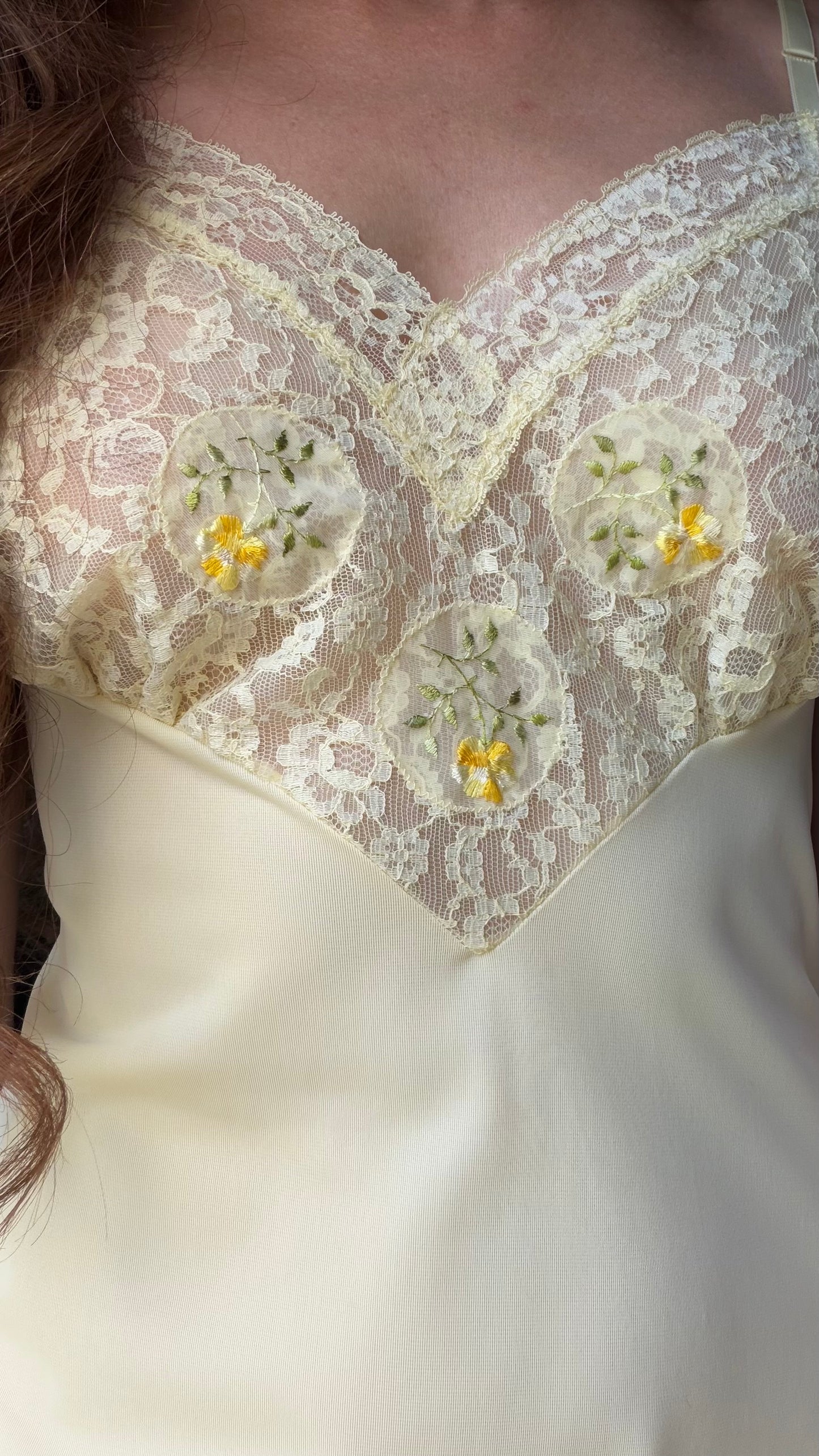 Butter Yellow Embroidered Lace Slip Dress