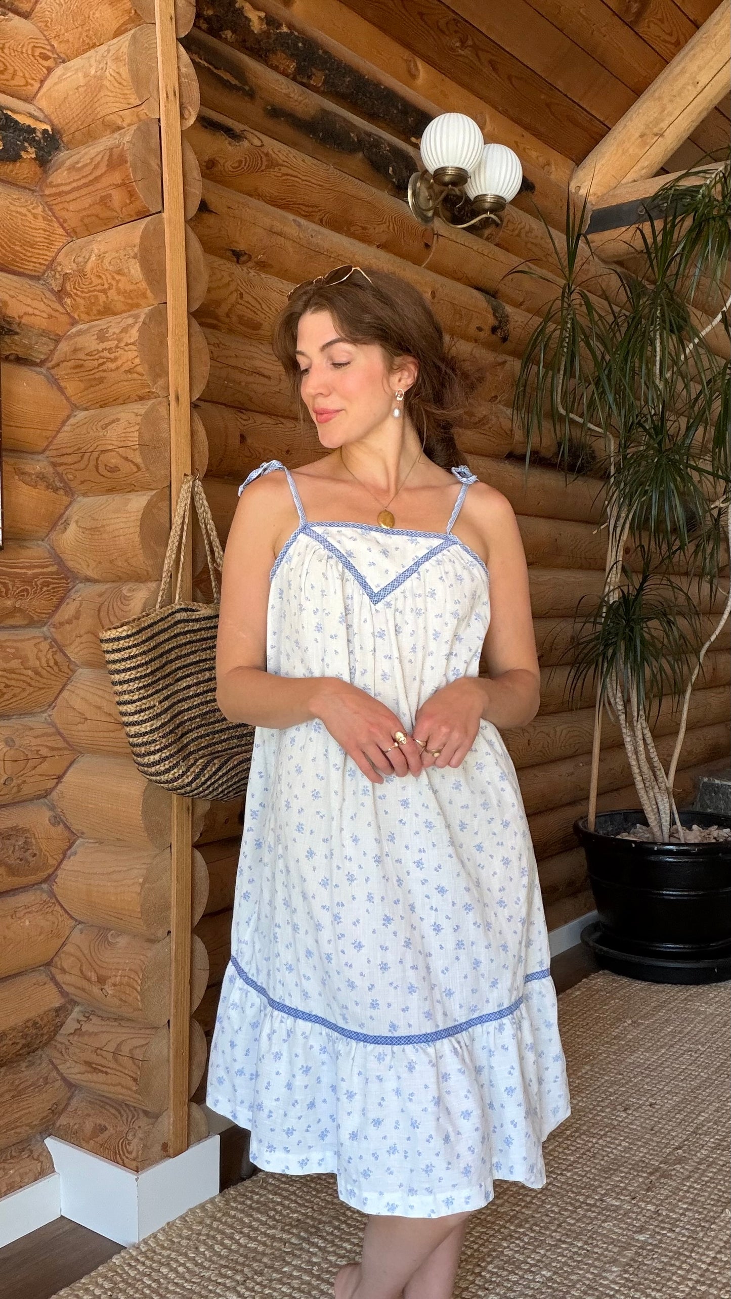 Blue Floral Cotton Prairie Sundress