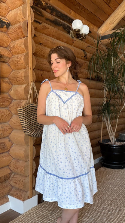 Blue Floral Cotton Prairie Sundress