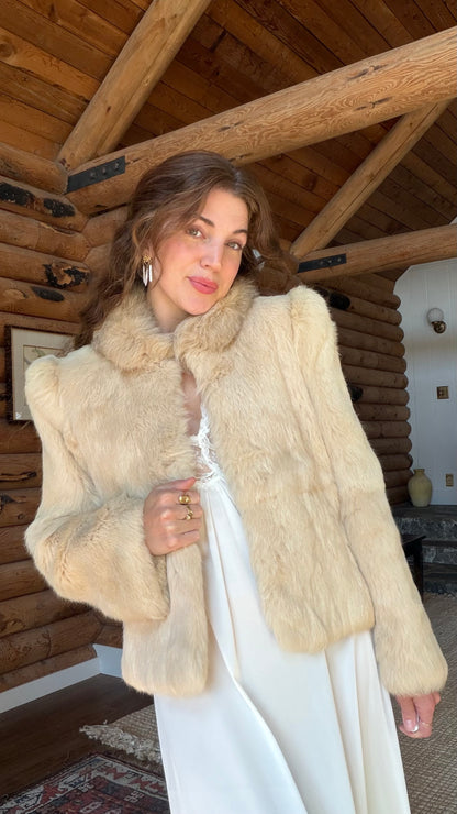 Cream Rabbit Fur Bridal Jacket