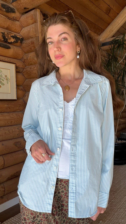 Blue Ticking Stripe Shirt