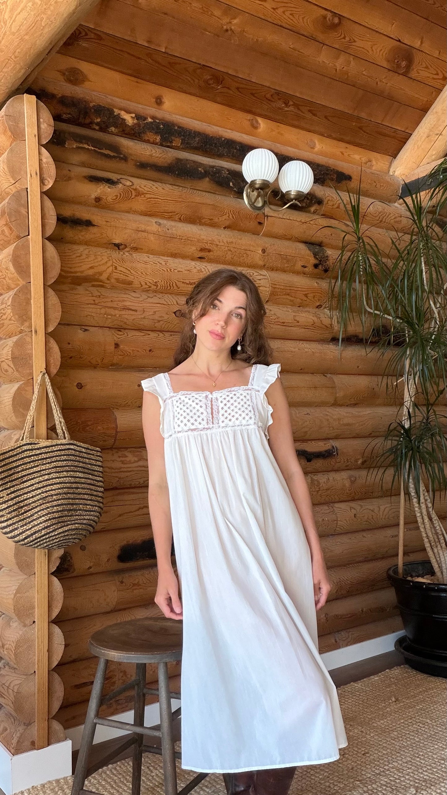 1970s Deadstock Lattice Garden Dress