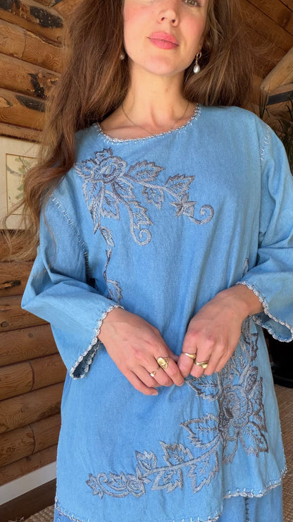 Bluebell Embroidered Cotton Set