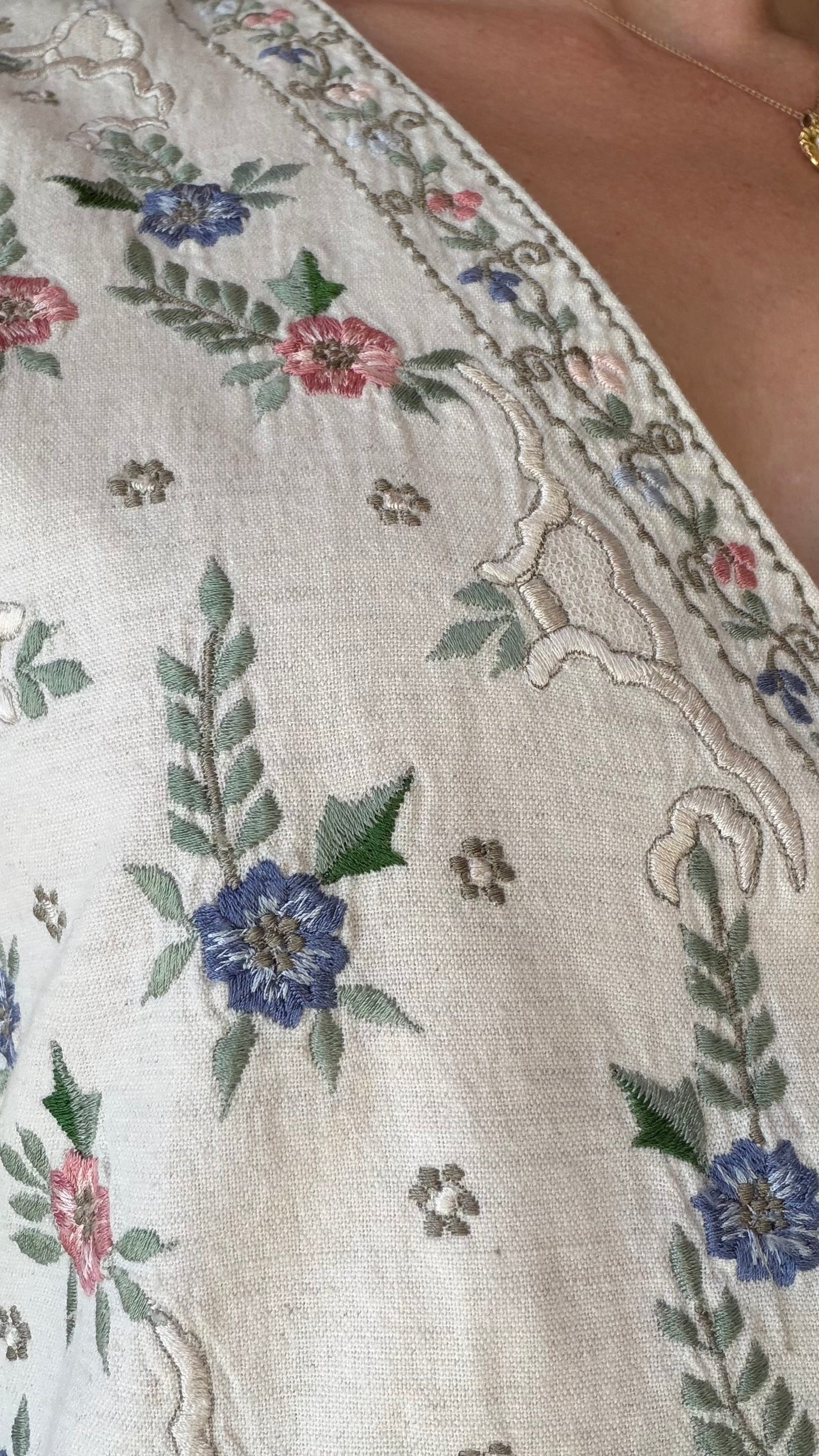 English Cottage Embroidered Linen Vest