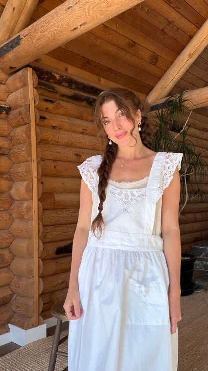 Antique Crochet Lace Pinafore Apron