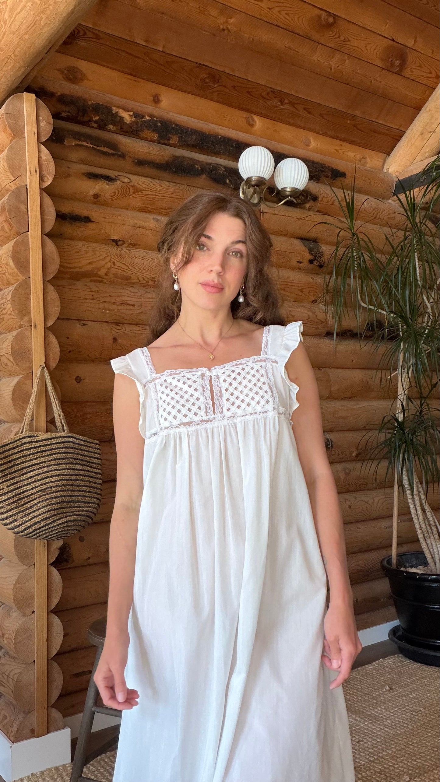 1970s Deadstock Lattice Garden Dress