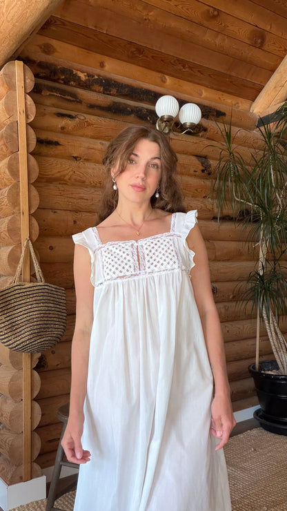 1970s Deadstock Lattice Garden Dress