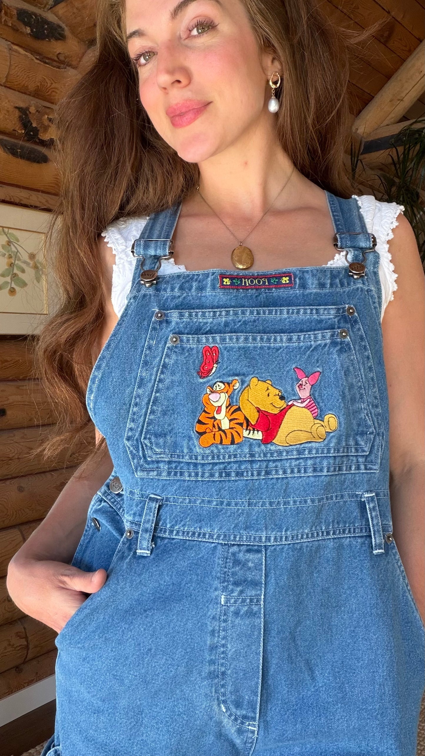 90s Winnie the Pooh Embroidered Denim Overalls