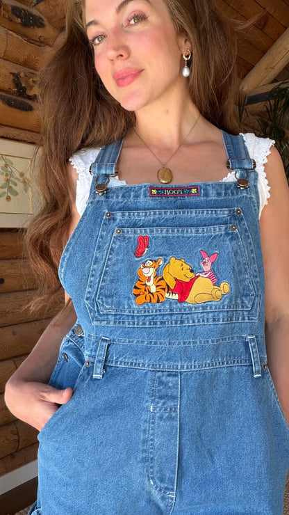 90s Winnie the Pooh Embroidered Denim Overalls