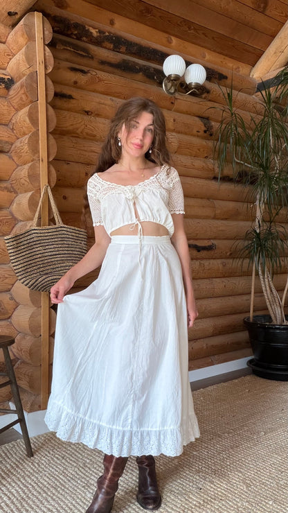 Edwardian Cotton Eyelet Petticoat Skirt