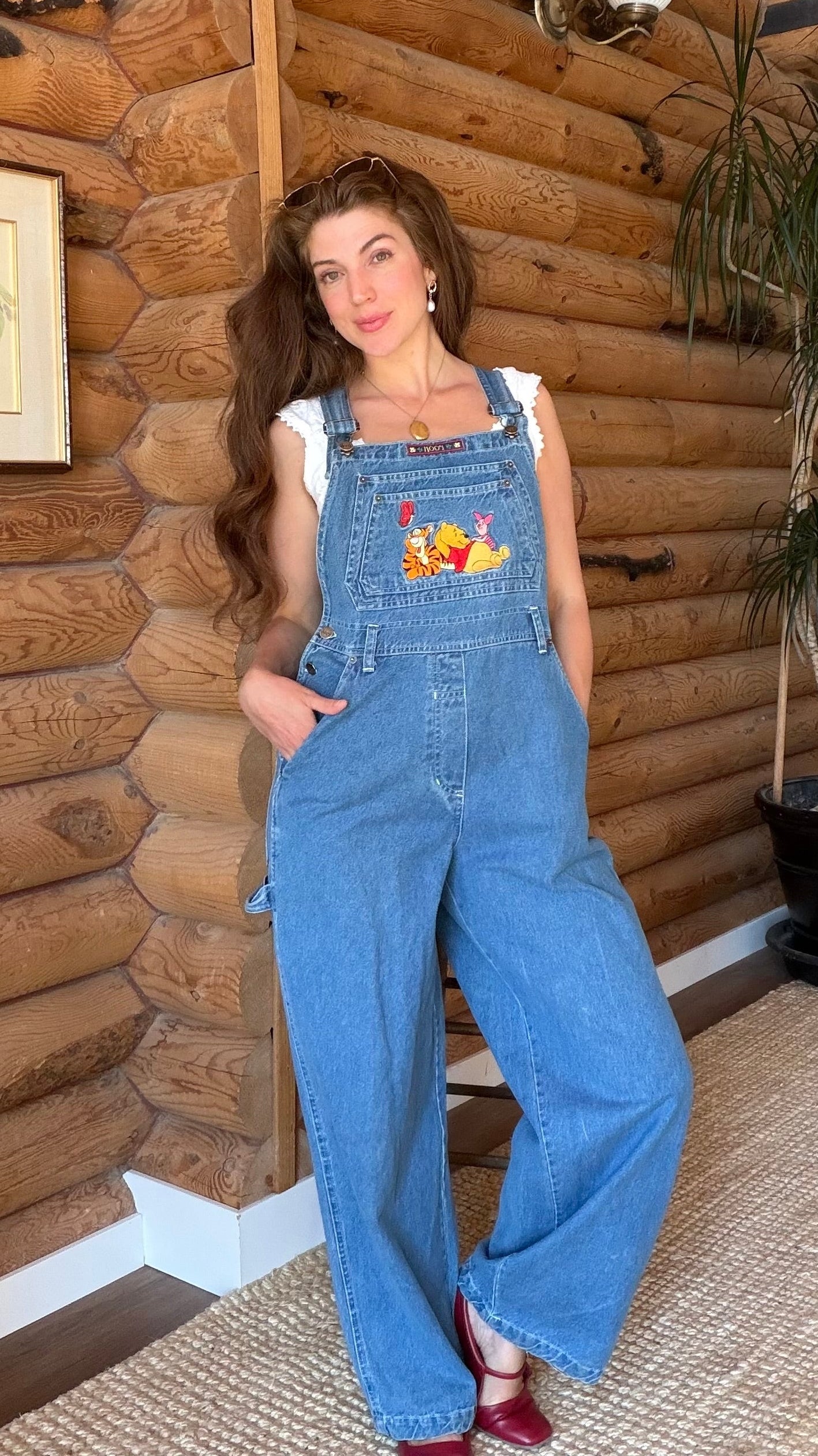 90s Winnie the Pooh Embroidered Denim Overalls