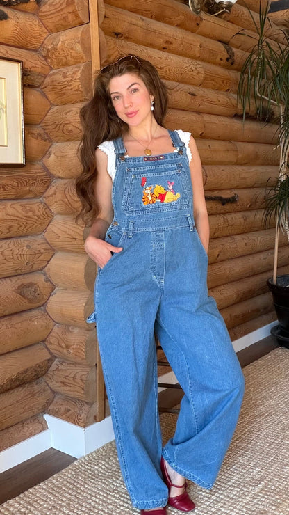 90s Winnie the Pooh Embroidered Denim Overalls