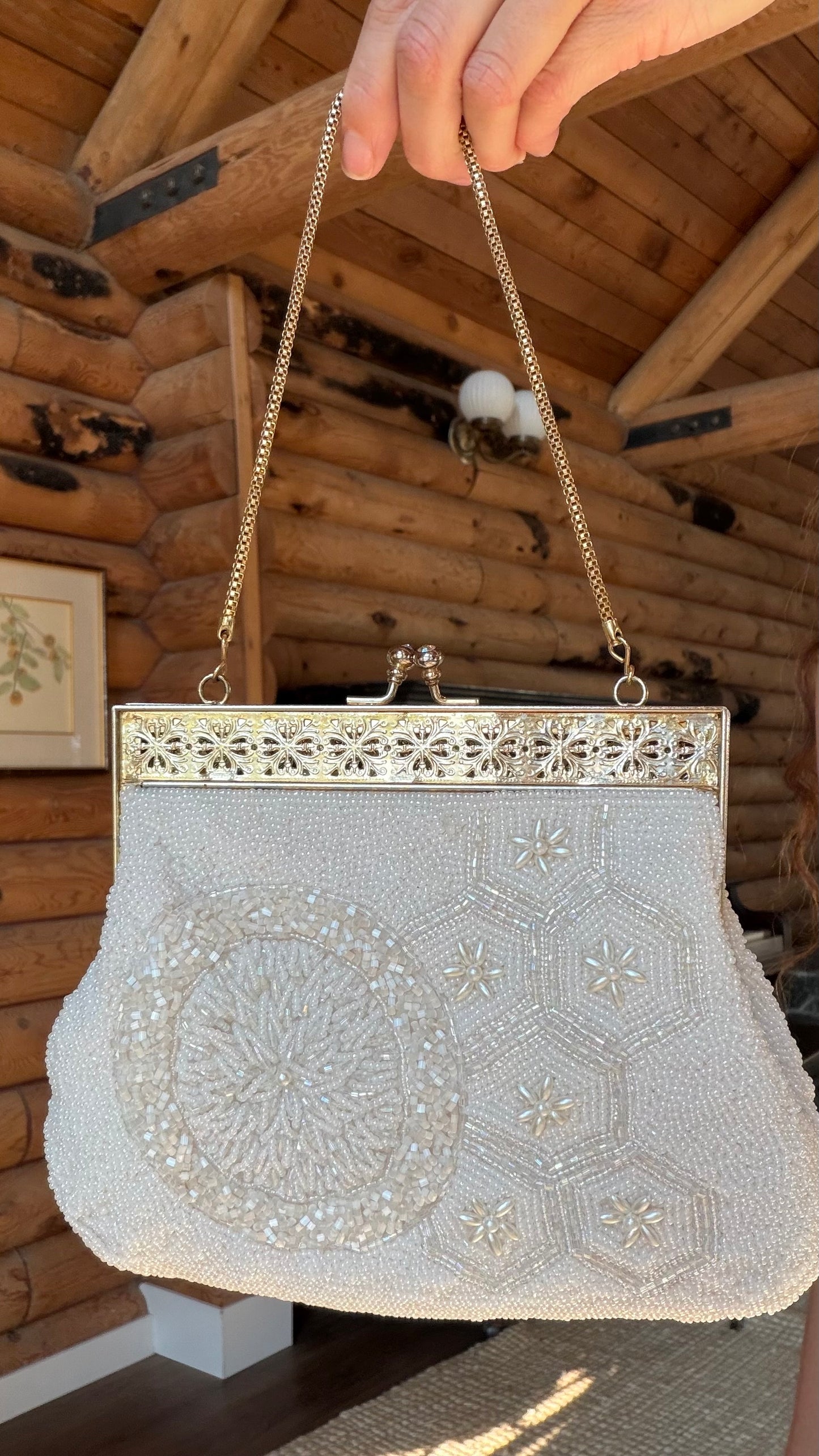 Antique Glass Beaded Evening Bag