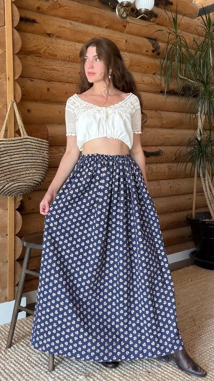 1970s Indigo Clover Prairie Skirt