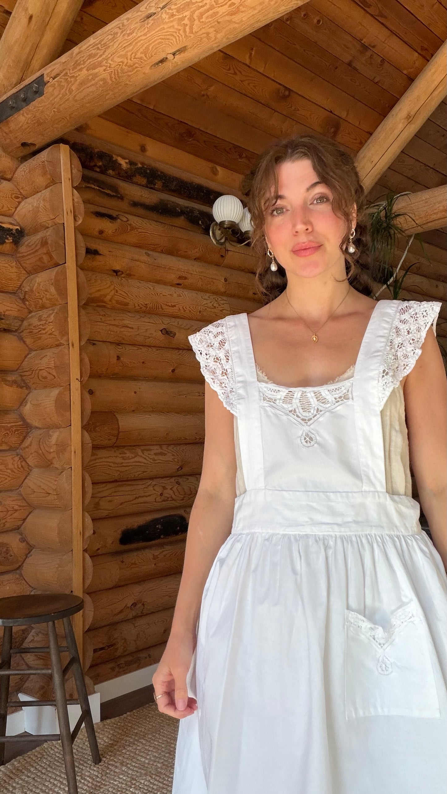 Antique Crochet Lace Pinafore Apron