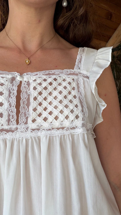 1970s Deadstock Lattice Garden Dress
