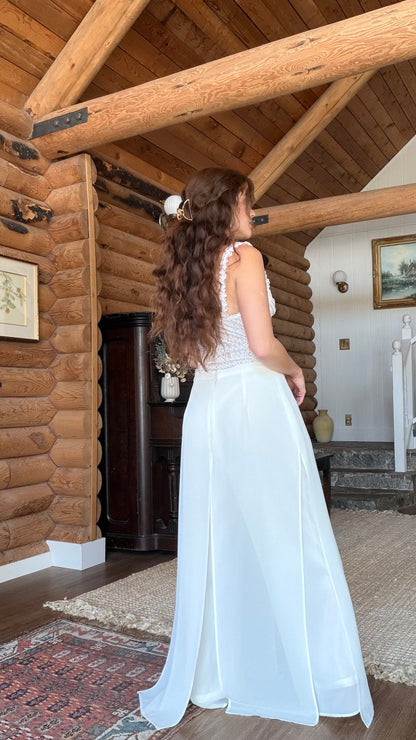Ivory Layered Wide Leg Trousers