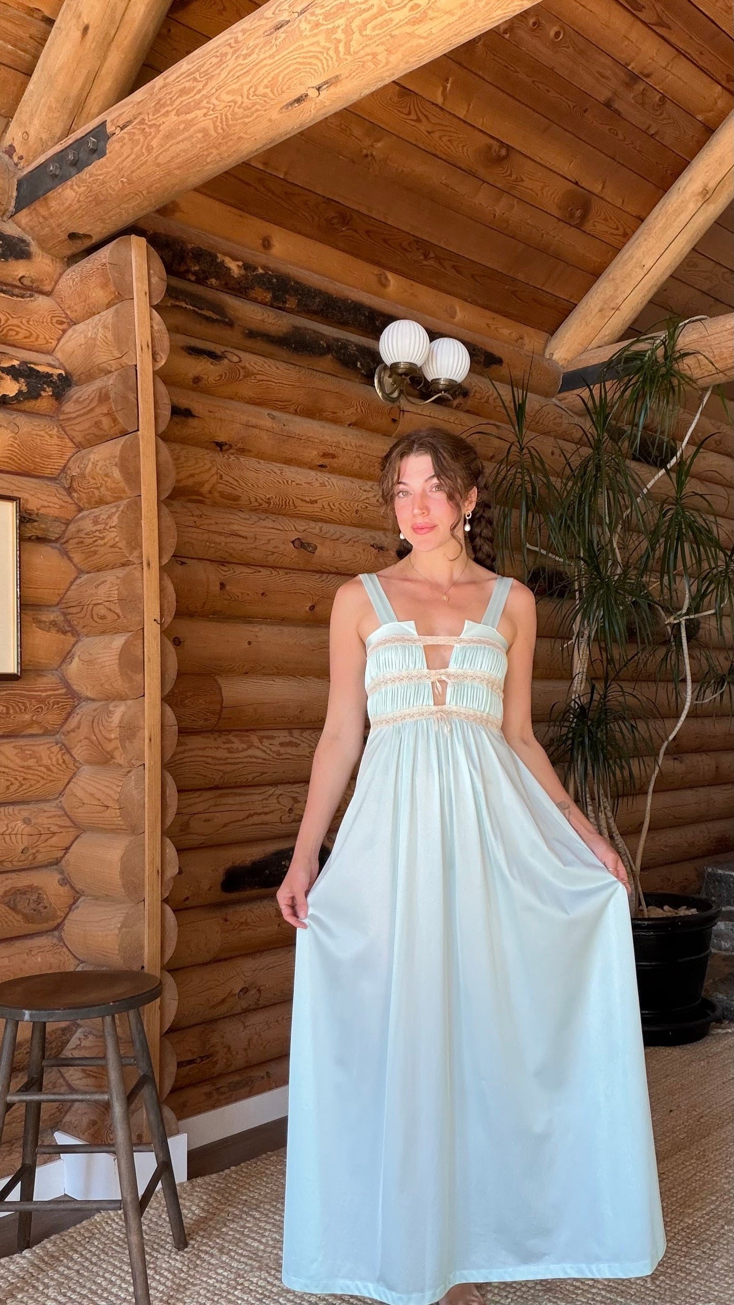 Rare 1970s Seafoam Goddess Nightgown