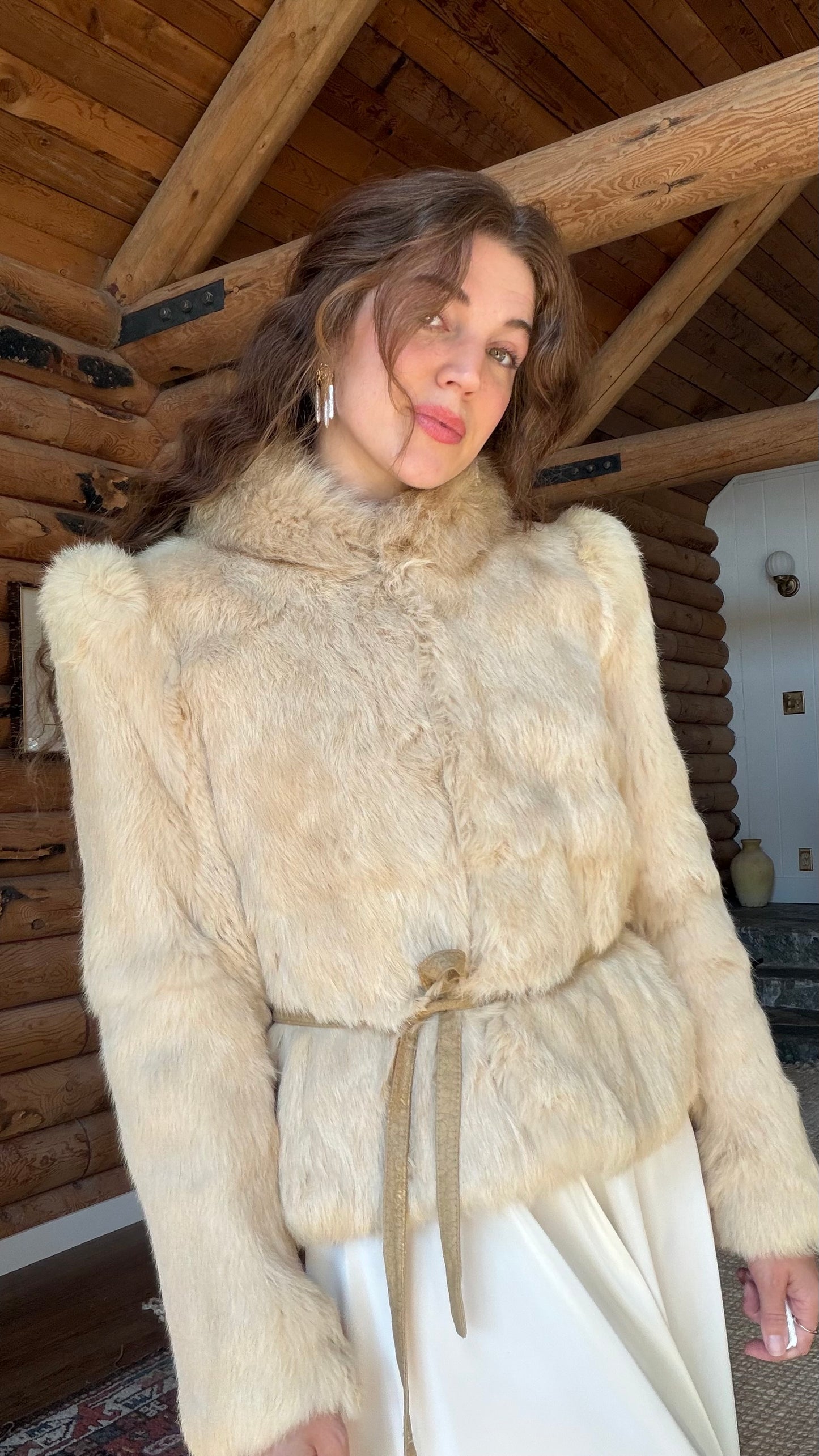 Cream Rabbit Fur Bridal Jacket
