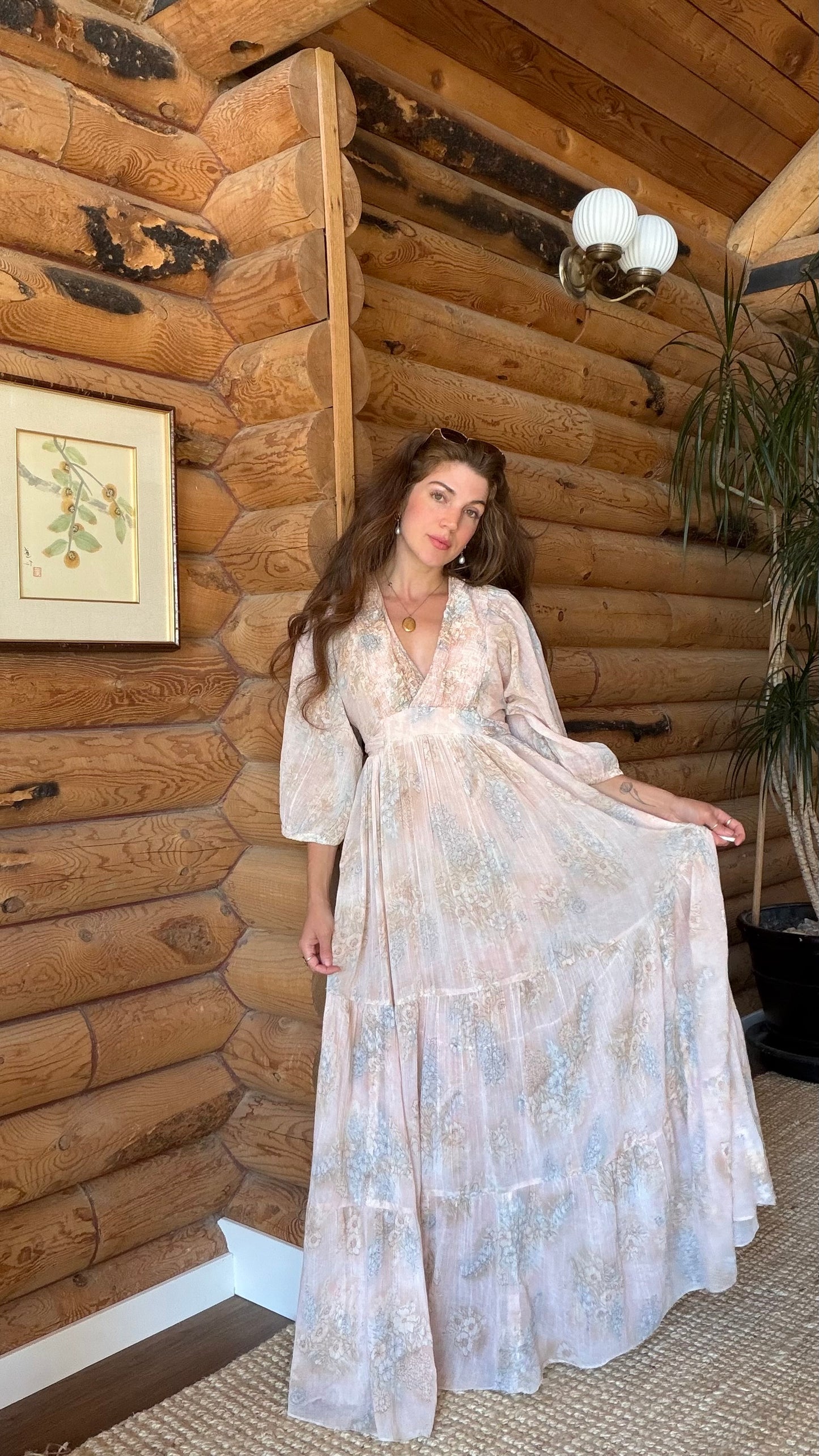 1970s Watercolor Prairie Dress