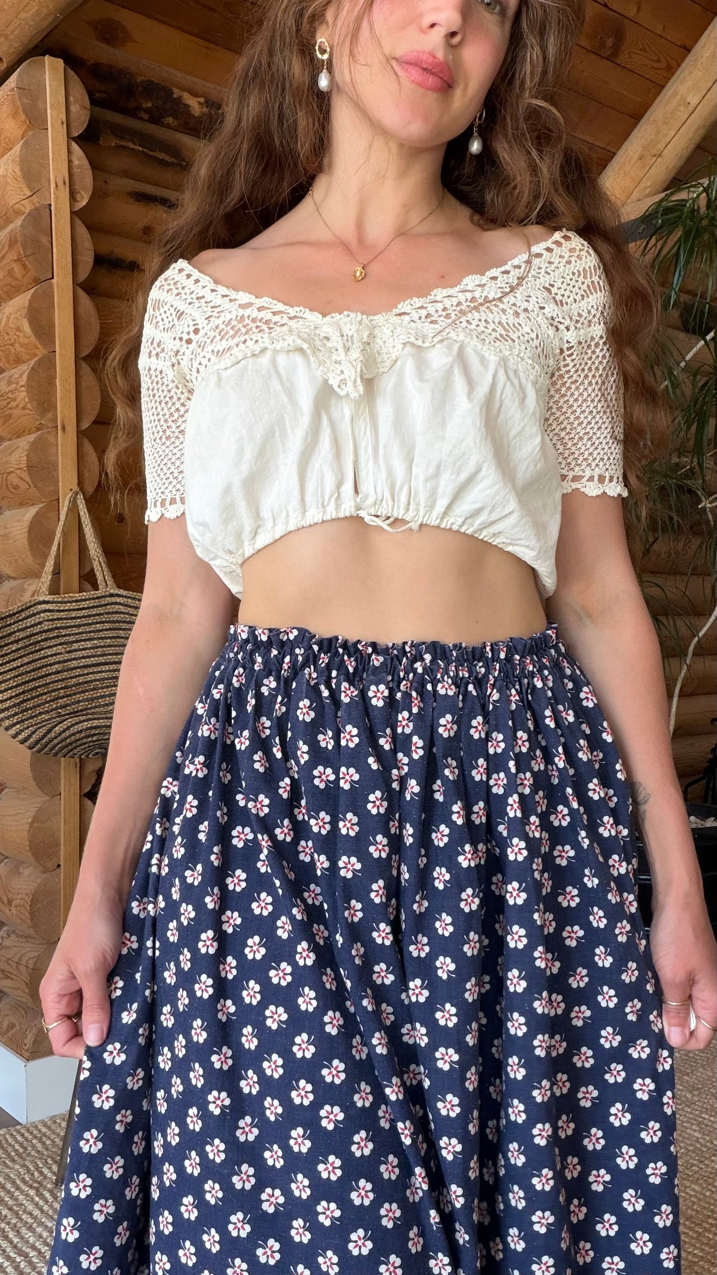 1970s Indigo Clover Prairie Skirt