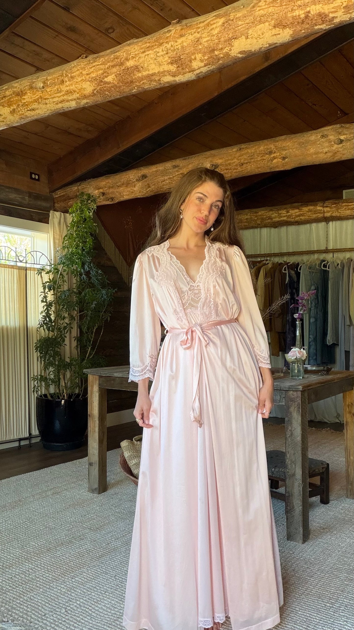 Blush Lace Peignoir Set