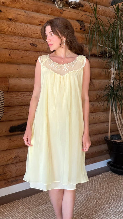 Butter Yellow Chiffon Nightgown
