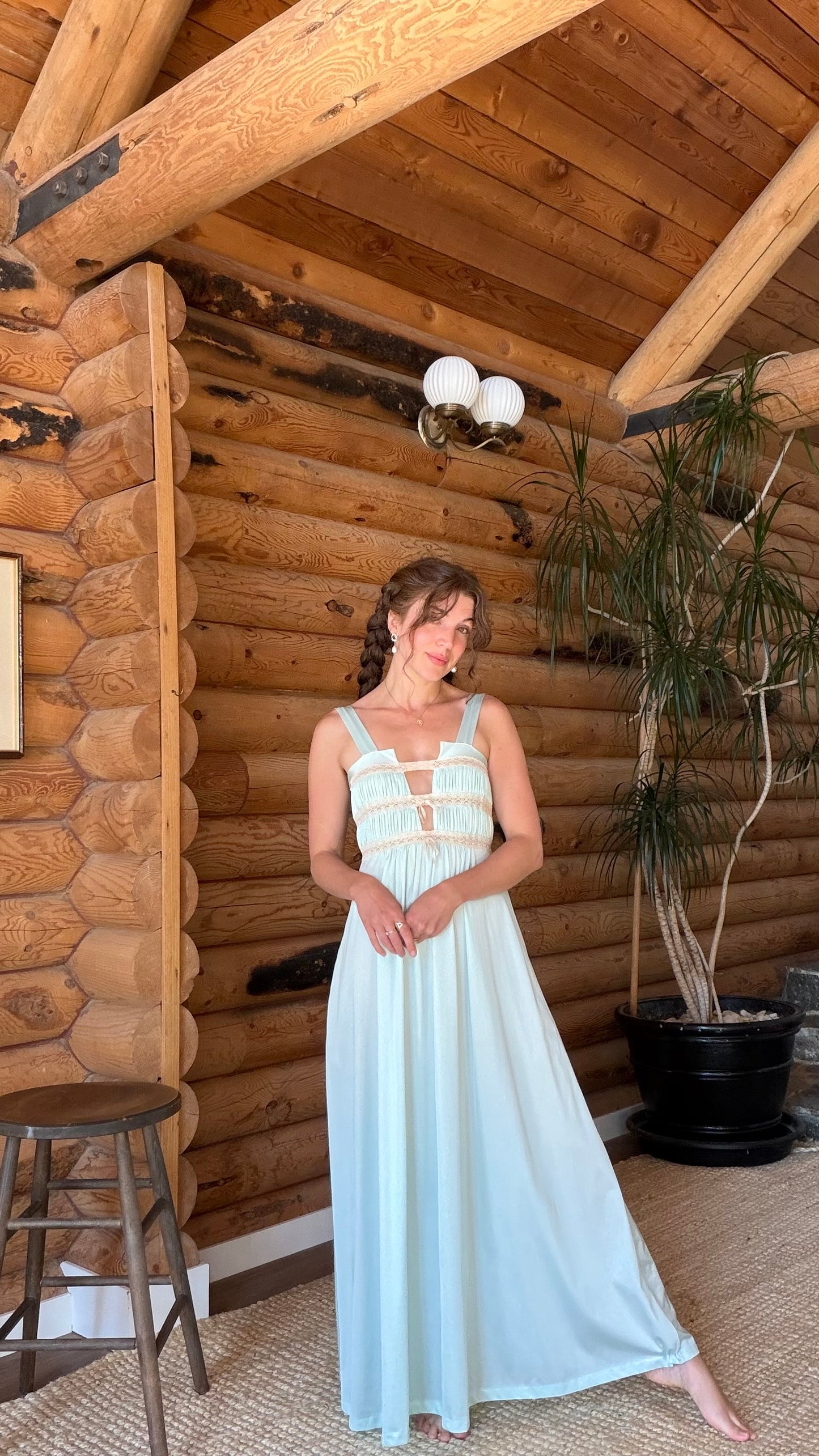 Rare 1970s Seafoam Goddess Nightgown