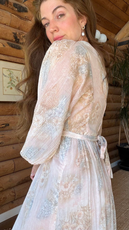 1970s Watercolor Prairie Dress
