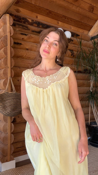 Butter Yellow Chiffon Nightgown