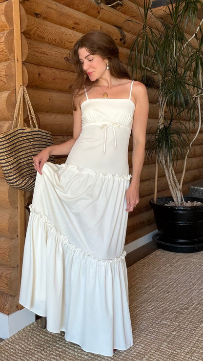 Cream Ruffle Prairie Dress