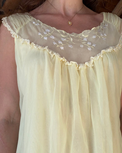 Butter Yellow Chiffon Nightgown