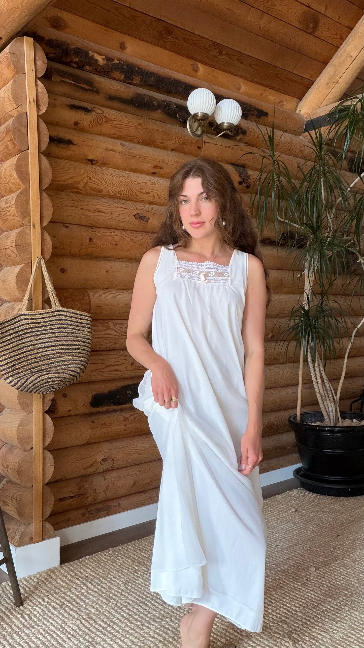 1960s Embroidered Ribbon Nightgown