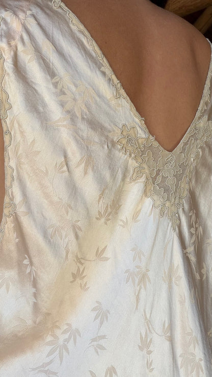 Rare Blush Silk Jacquard Heirloom Gown