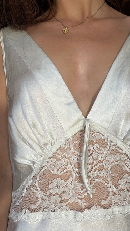 Ivory Bias Cut Lace Gown