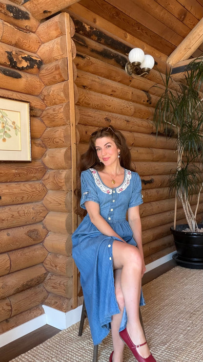 Cottage Rosebud Denim Dress