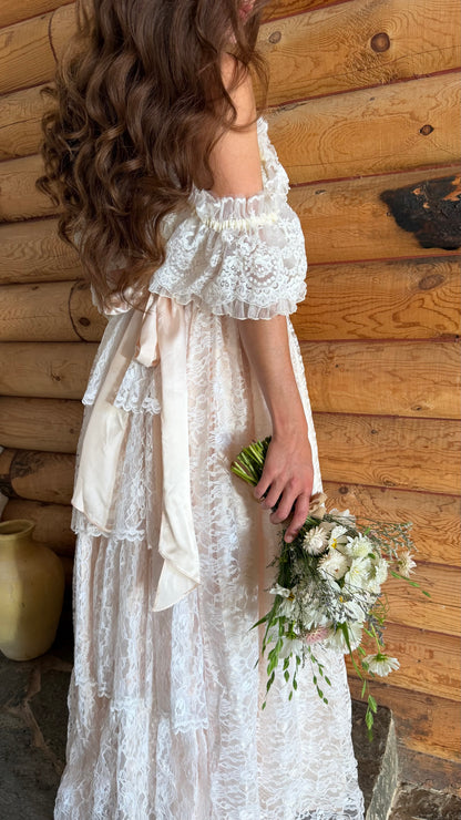 Rare Gunne Sax Blush Lace Bridal Gown
