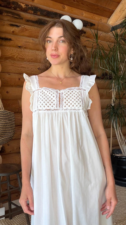 1970s Deadstock Lattice Garden Dress