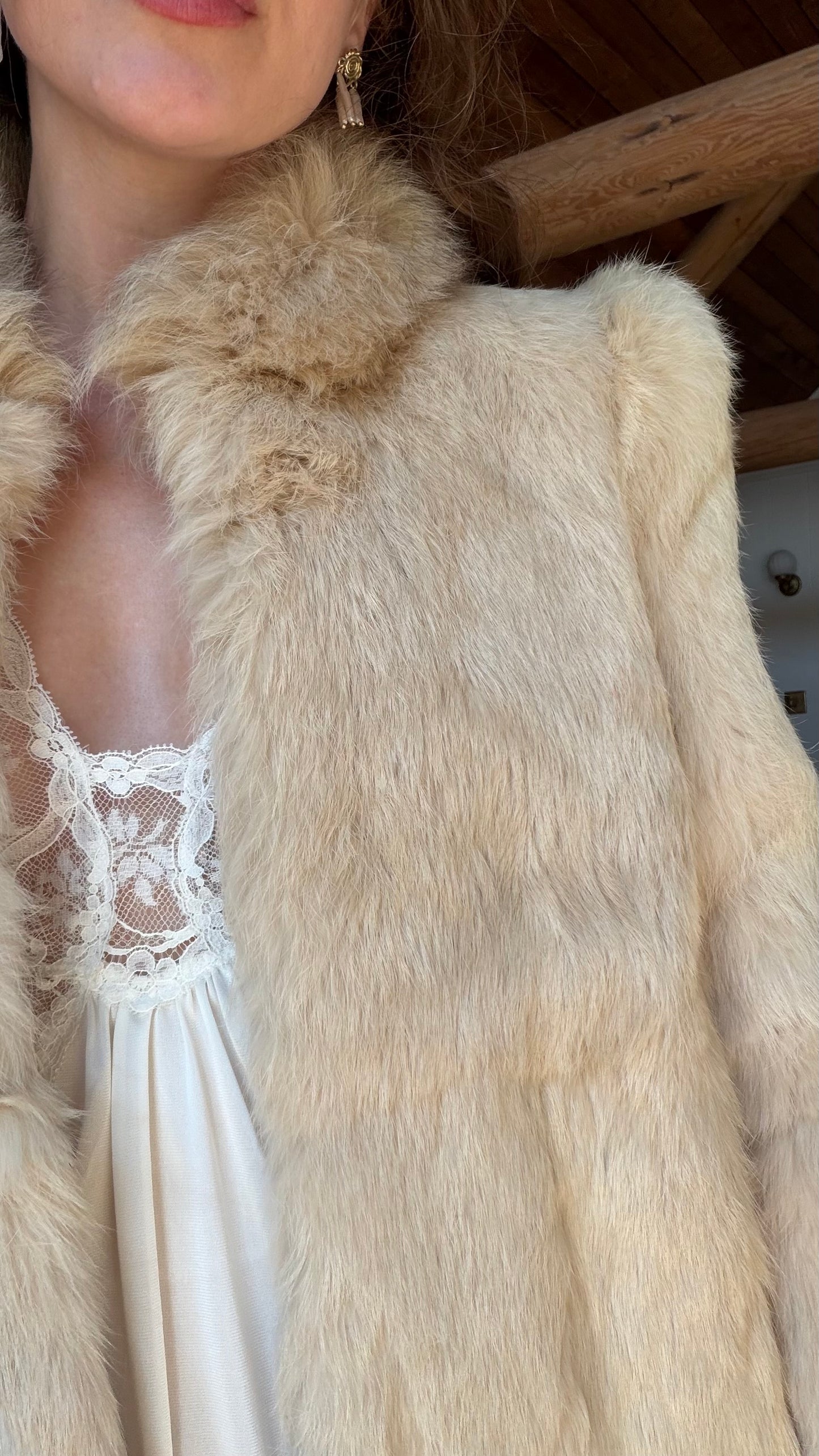 Cream Rabbit Fur Bridal Jacket
