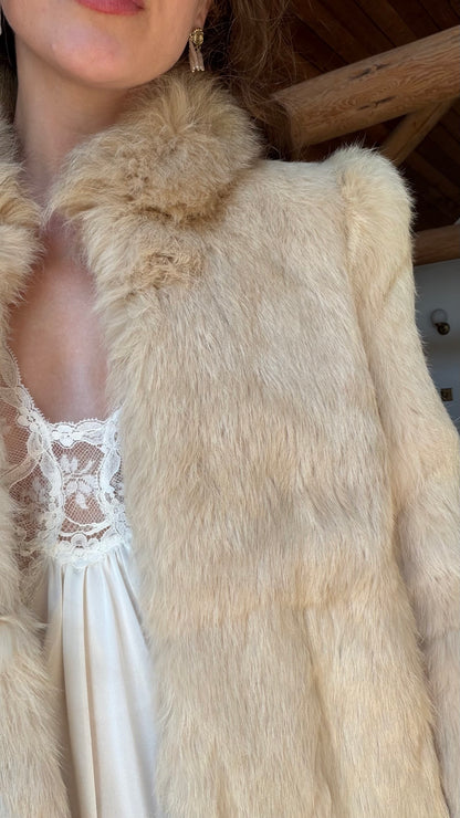 Cream Rabbit Fur Bridal Jacket