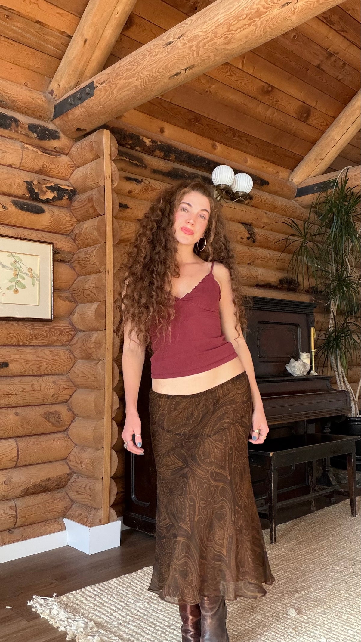 Ralph Lauren Silk Chocolate Paisley Skirt