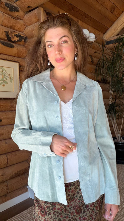 Celadon Suede Shirt Jacket
