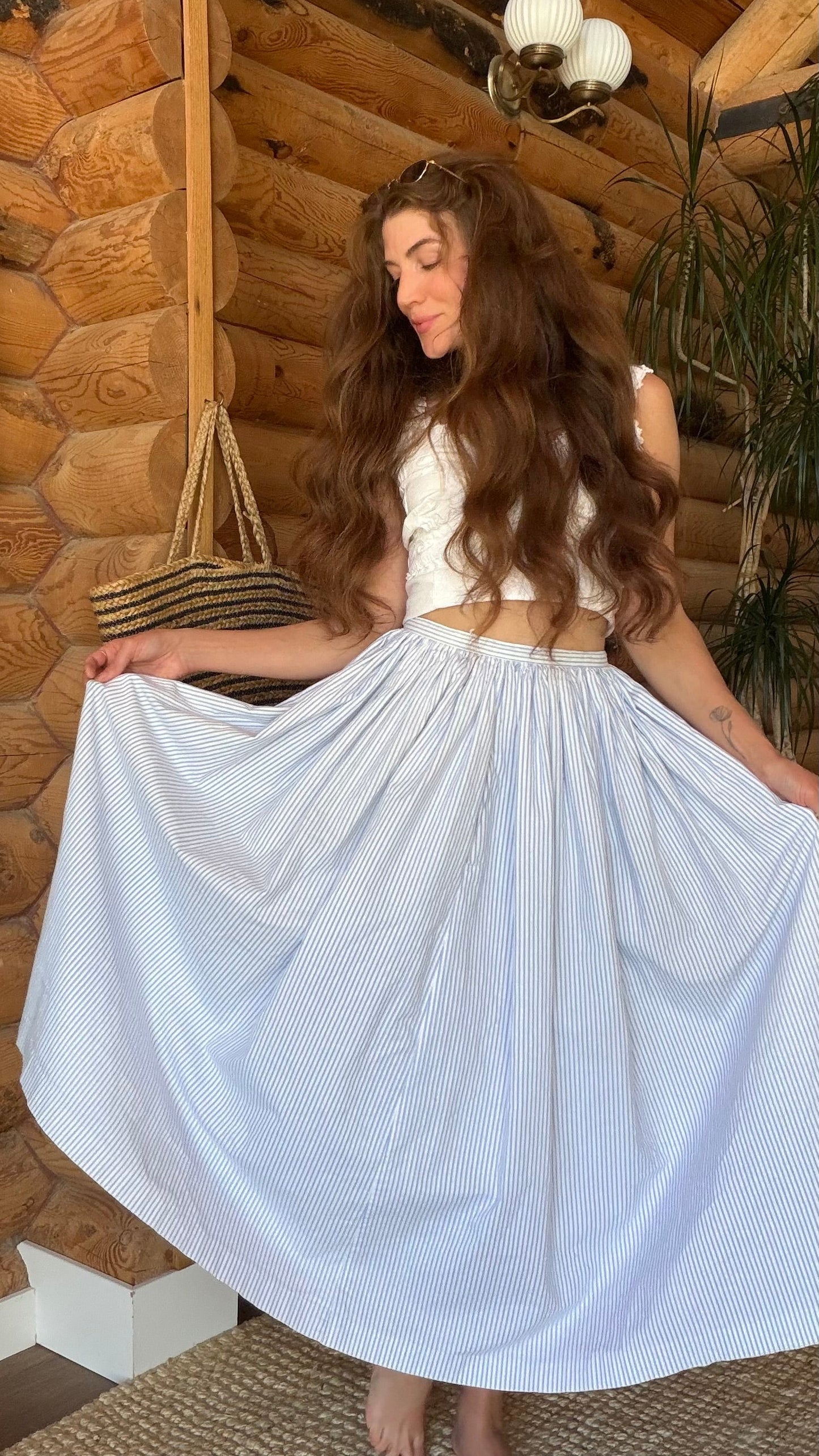 Laura Ashley Ticking Stripe Skirt