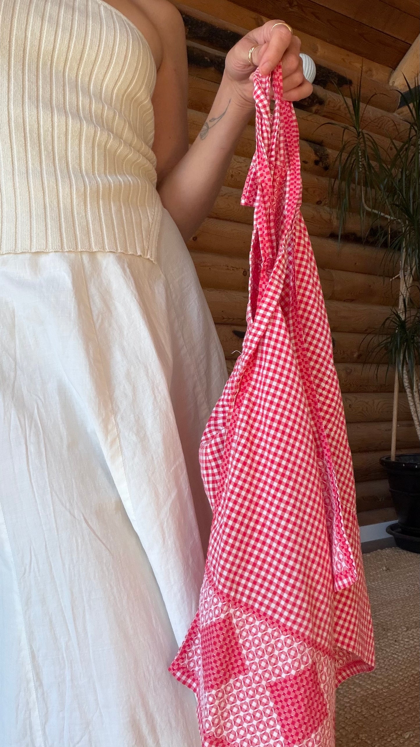 Cherry Gingham Patchwork Apron