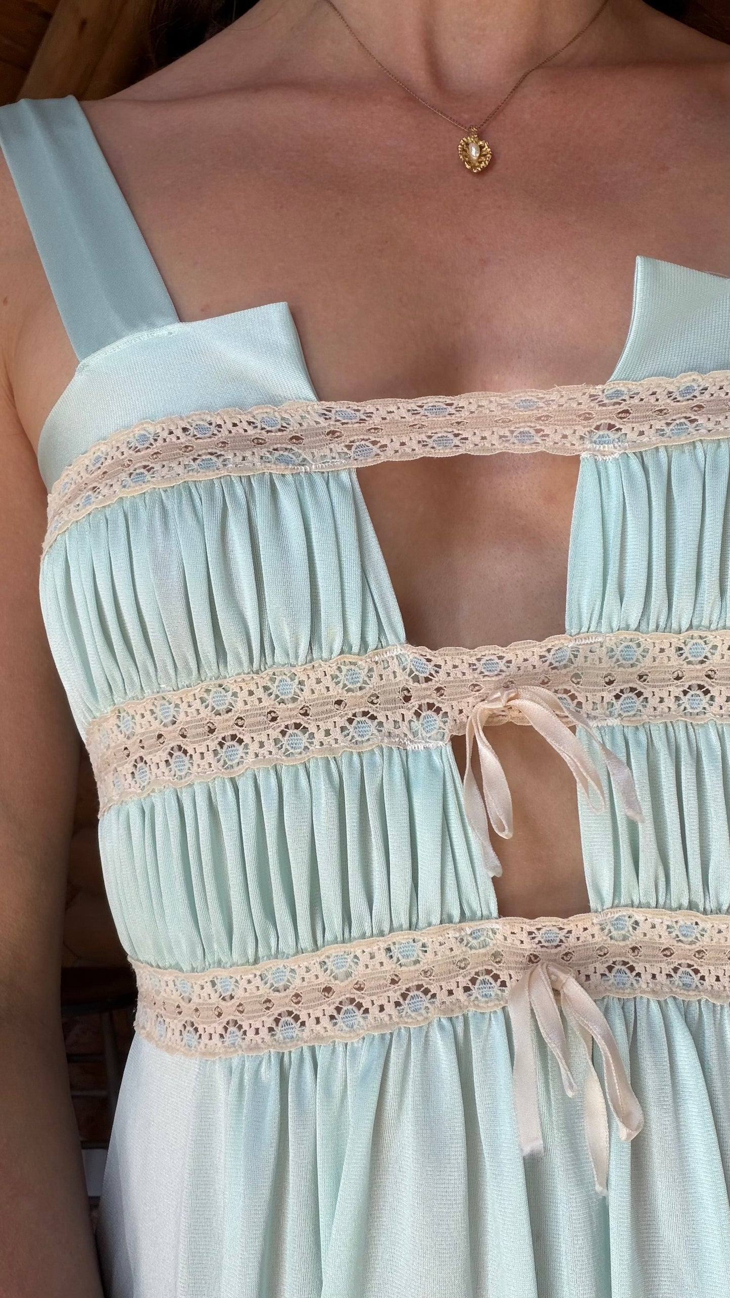 Rare 1970s Seafoam Goddess Nightgown