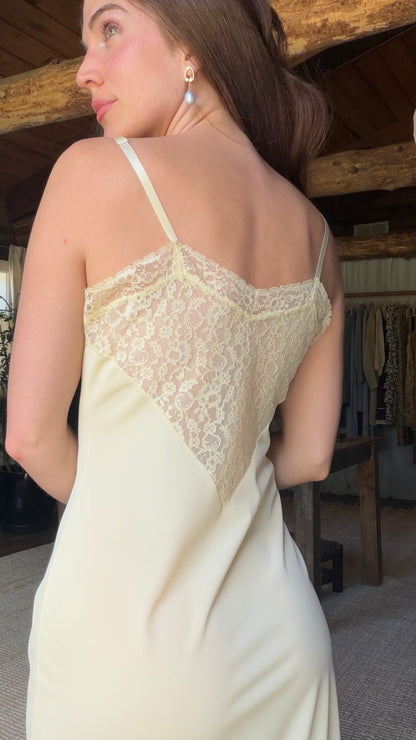Butter Yellow Embroidered Lace Slip Dress